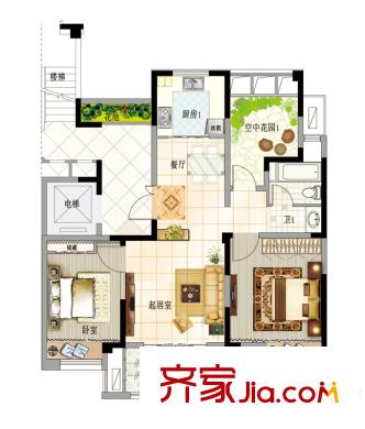 新創(chuàng)玉山廣場(chǎng)小高層3號(hào)樓標(biāo)準(zhǔn)層戶型 3室2廳1衛(wèi)1廚