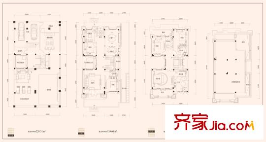 金科王府獨棟別墅B1戶型 4室2廳4衛(wèi)1廚