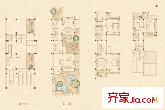 合潤御府一期獨棟四層風(fēng)雅苑F戶型 4室2廳4衛(wèi)1廚