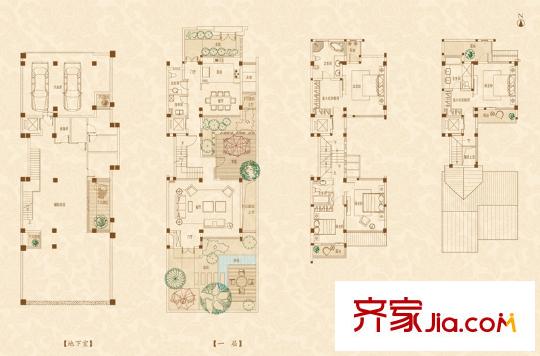 合潤御府一期獨棟四層林朗堂E戶型 4室2廳4衛(wèi)1廚