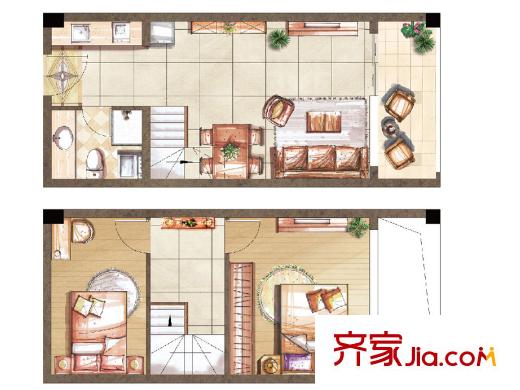 瑞福花園8#標(biāo)準(zhǔn)層H戶型 2室2廳1衛(wèi)1廚