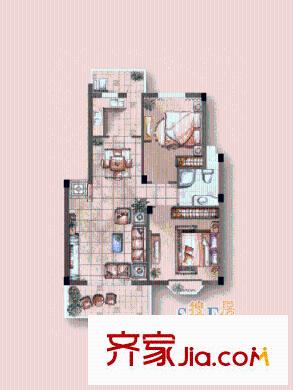 錦澤華府一期1#樓標(biāo)準(zhǔn)層A1戶型 2室2廳1衛(wèi)1廚