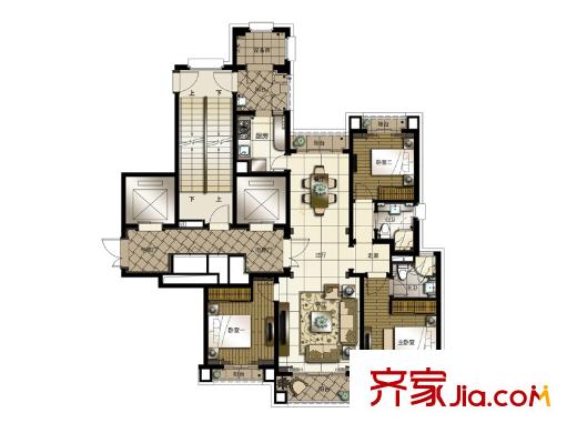 橡逸灣一期8#9#10#標(biāo)準(zhǔn)層D戶型 3室2廳2衛(wèi)1廚