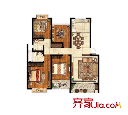 瑞福花園1-7#標(biāo)準(zhǔn)層C1戶型 4室2廳2衛(wèi)1廚