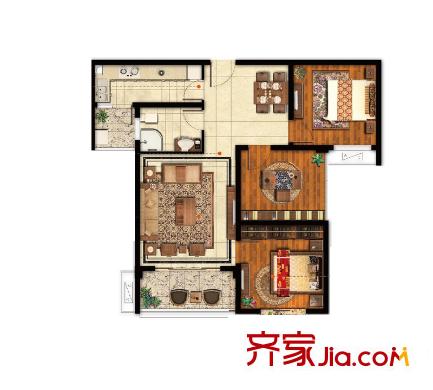 瑞福花園1-7#標(biāo)準(zhǔn)層E戶型 3室2廳1衛(wèi)1廚