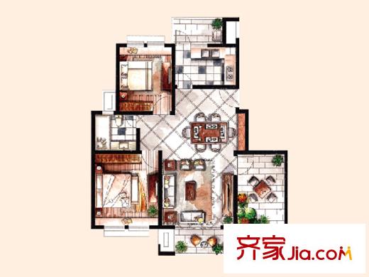 中惠晨曦怡庭9#標(biāo)準(zhǔn)層G6B戶型 3室2廳1衛(wèi)