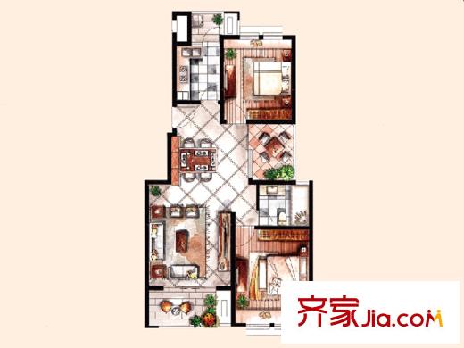 中惠晨曦怡庭小高層9#標(biāo)準(zhǔn)層G9B戶型 3室2廳1衛(wèi)