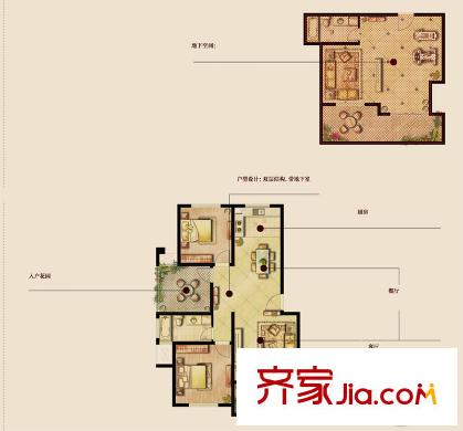 南悅豪庭一期7-12#標準層E2戶型 2室3廳2衛(wèi)1廚