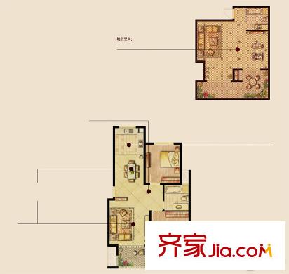 南悅豪庭一期7-12#標準層F2戶型 2室3廳2衛(wèi)1廚