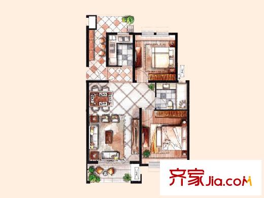 中惠晨曦怡庭小高層10#標(biāo)準(zhǔn)層G15A戶型 2室2廳1衛(wèi)1廚