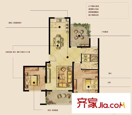 南悅豪庭一期7-12#標準層D1戶型 3室2廳2衛(wèi)1廚