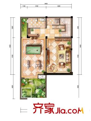 太湖天城MINI墅聯(lián)排D1戶型地下層加 2室3廳2衛(wèi)1廚