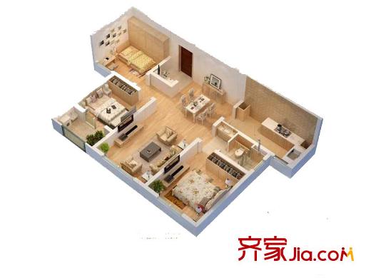 朗詩東吳綠郡三期14-19號樓標準層D2戶型 3室2廳1衛(wèi)1廚
