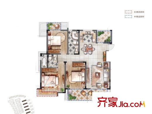 中節(jié)能生態(tài)島一期11、15、18、19#標(biāo)準(zhǔn)層D8戶型 3室2廳2衛(wèi)1廚