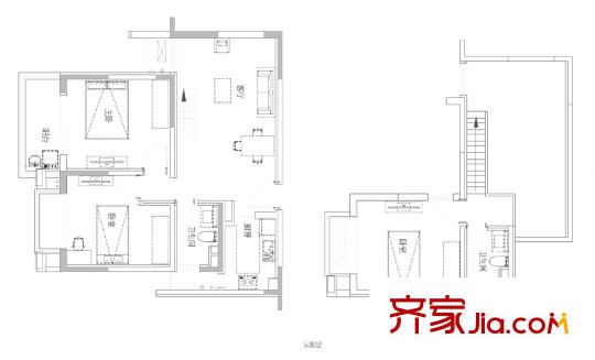 雙友新和城一期1#5#高層頂層復(fù)式B1戶型 2室2廳1衛(wèi)1廚