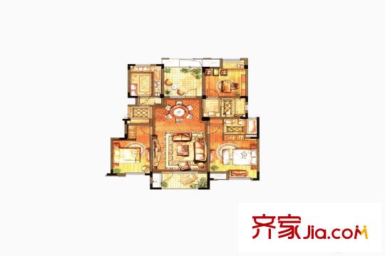 億城天筑一期3號樓小高層標(biāo)準(zhǔn)層C戶型 4室2廳4衛(wèi)1廚