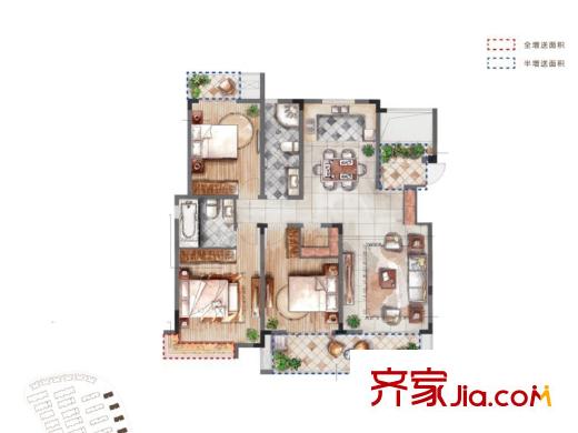 中節(jié)能生態(tài)島一期10、14、18、19#標(biāo)準(zhǔn)層D3戶型 3室2廳2衛(wèi)1廚