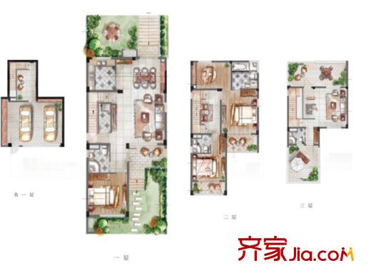 中節(jié)能生態(tài)島聯(lián)排別墅290平戶型 5室2廳4衛(wèi)1廚