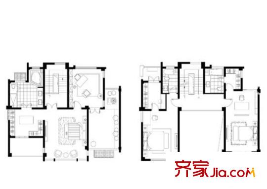 秦馀山莊雙拼別墅S1戶型 5室3廳4衛(wèi)3廚