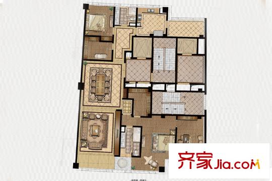 半月灣5號樓會所標準層B1戶型圖 2室2廳2衛(wèi)1廚
