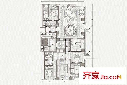 半月灣5號樓會所標準層A1戶型圖 2室2廳2衛(wèi)1廚