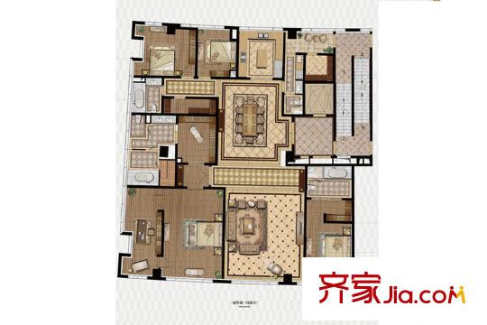 半月灣5號(hào)樓會(huì)所標(biāo)準(zhǔn)層B4戶型 4室2廳4衛(wèi)1廚