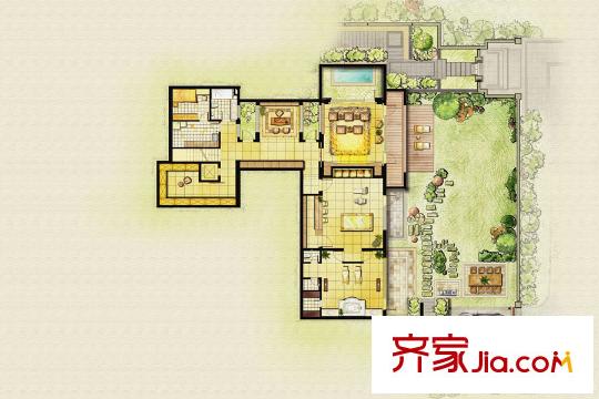 涵園獨棟別墅D戶型二層地下室 5室3廳6衛(wèi)1廚
