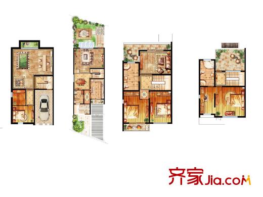 冠城大通瓏灣聯排別墅D2戶型 5室4廳3衛(wèi)1廚
