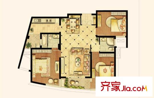 領(lǐng)秀冠南苑三期5#標(biāo)準(zhǔn)層A1戶型 3室2廳2衛(wèi)1廚
