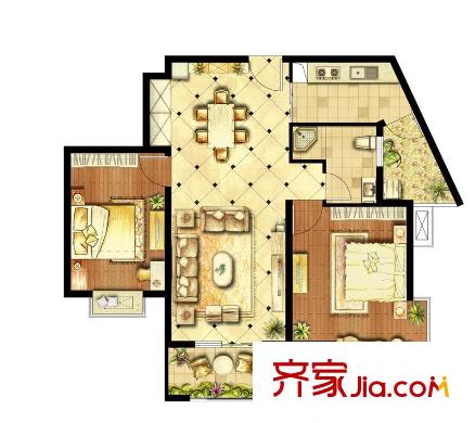 領(lǐng)秀冠南苑二期1#標(biāo)準(zhǔn)層02室 2室1廳1衛(wèi)1廚
