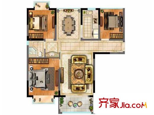 譽(yù)相庭高層6#號(hào)樓標(biāo)準(zhǔn)層G4戶型 3室2廳1衛(wèi)1廚