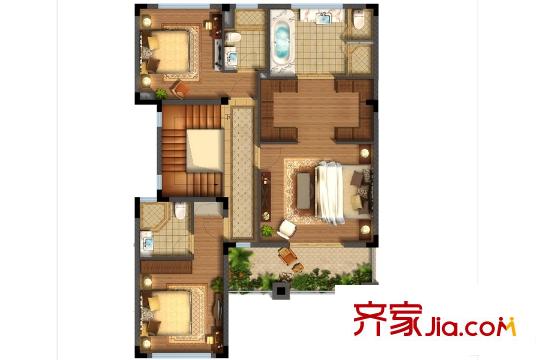 蘇州中信森林湖11#獨棟別墅戶型圖地上二層 4室3廳4衛(wèi)1廚
