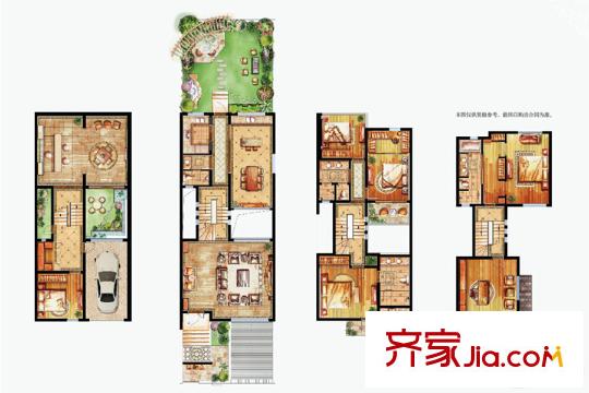 冠城大通瓏灣聯排別墅C戶型 5室4廳3衛(wèi)1廚
