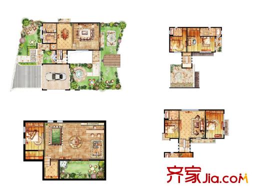 冠城大通瓏灣聯排別墅A1戶型 6室4廳5衛(wèi)1廚