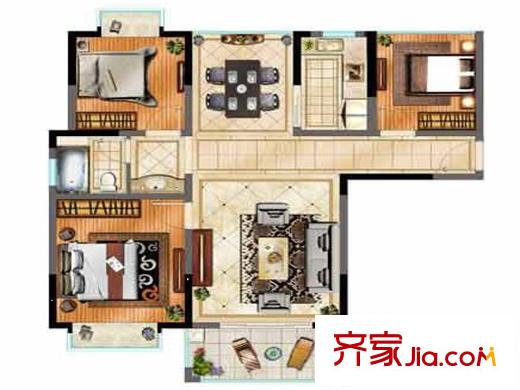 譽(yù)相庭高層6#號(hào)樓標(biāo)準(zhǔn)層G1戶型 3室2廳1衛(wèi)1廚