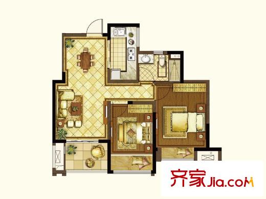 星光耀廣場高層7#、9#等標(biāo)準(zhǔn)層F戶型 2室2廳1衛(wèi)1廚