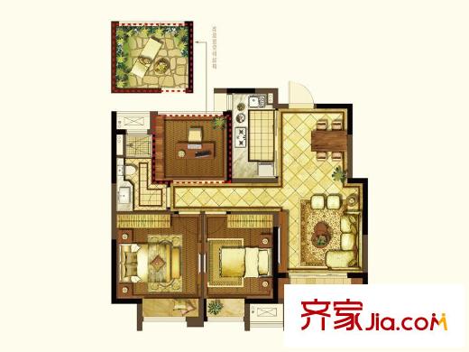 星光耀廣場高層5#、6#、18#、19#、21#等標(biāo)準(zhǔn)層C戶型 3室2廳1衛(wèi)1廚