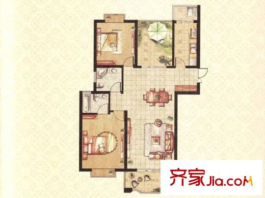 瑞景國(guó)際三期100#樓標(biāo)準(zhǔn)層G1戶型 2室2廳2衛(wèi)1廚