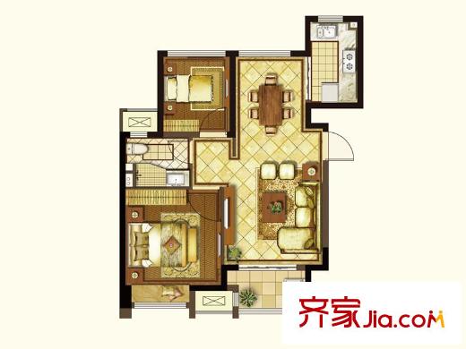 星光耀廣場高層7#、8#等標(biāo)準(zhǔn)層E戶型 2室2廳1衛(wèi)1廚