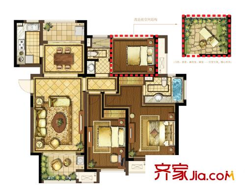 星光耀廣場(chǎng)高層2#、3#、19#、22#等標(biāo)準(zhǔn)層A戶型 3室2廳2衛(wèi)1廚