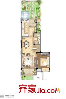 和昌熙溪里洋房標(biāo)準(zhǔn)層A1戶型一層 5室4廳3衛(wèi)1廚