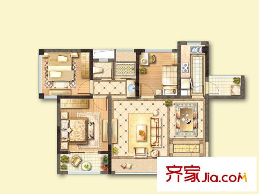 藍(lán)光COCO蜜園8#、9#、10#標(biāo)準(zhǔn)層B3戶型79平米 3室2廳1衛(wèi)1廚