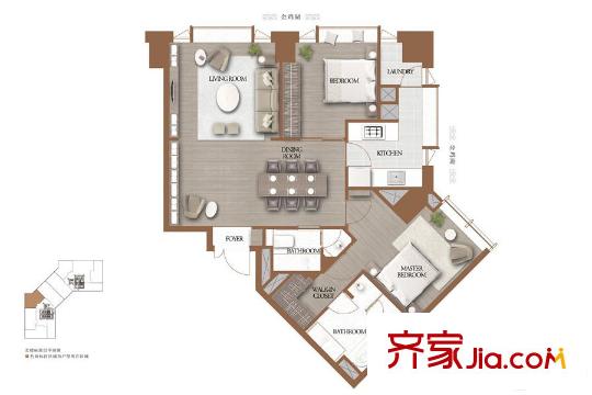誠品居所北樓一單元04戶型 2室2廳2衛(wèi)1廚