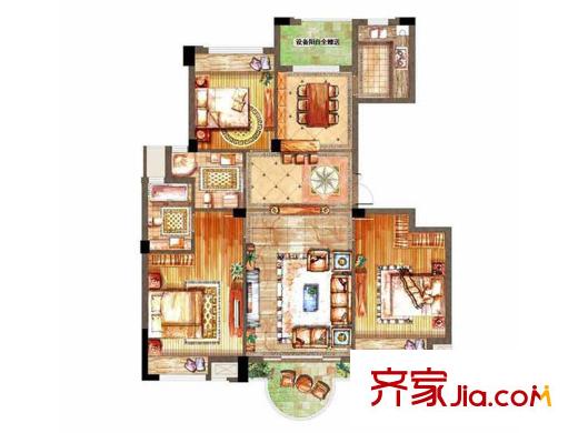 陽光悅湖公館一期29#標準層A戶型3室2廳2衛(wèi)1廚142平方米 3室2廳2衛(wèi)1廚