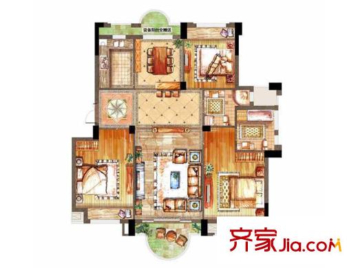 陽光悅湖公館一期29#標準層B戶型3室2廳2衛(wèi)1廚143平方米 3室2廳2衛(wèi)1廚