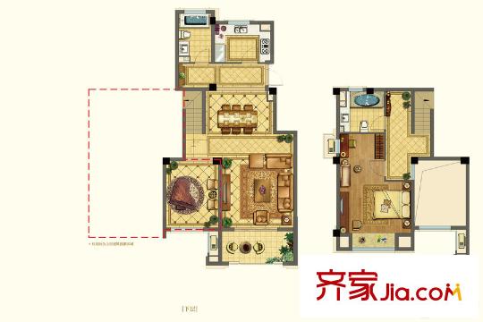 正榮幸福城邦3#8#洋房T2戶型 2室2廳2衛(wèi)1廚