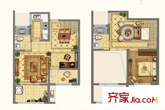 正榮幸福城邦15#19#高層B1戶型 2室3廳1衛(wèi)1廚