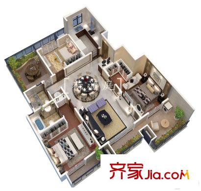 荷瀾庭山院洋房7#8#10#11#13#14#16#18#4F標(biāo)準(zhǔn)層 3室2廳2衛(wèi)1廚