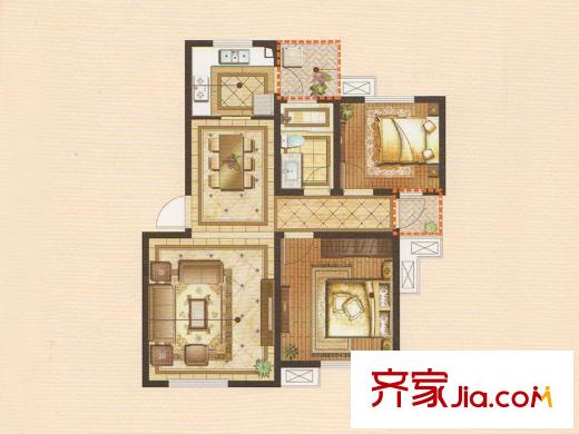 華園麗都陽(yáng)光1#小高層標(biāo)準(zhǔn)層A1戶型 2室2廳1衛(wèi)1廚