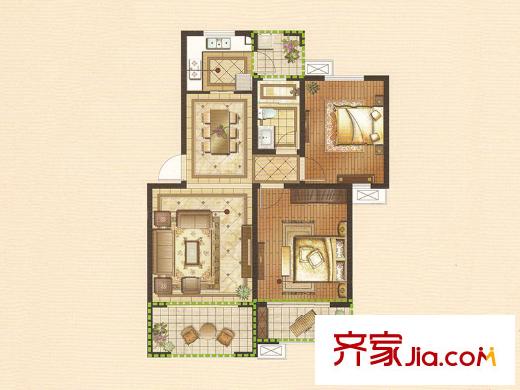 華園麗都陽(yáng)光1#小高層標(biāo)準(zhǔn)層B4戶型 2室2廳1衛(wèi)1廚